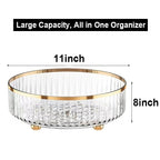 Rotating Skincare Makeup Organizer, 11" Round Lazy Susan, Turntable Vanity Organizers and Storage, Clear Large Spinning Cosmetic Perfume Display Cases (Clear)