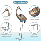 chisheen Garden Crane Statues Blue Heron Metal Yard Art Outdoor Decoration,Large Sculptures for Lawn Patio Porch,39-44 inch,Set of 2