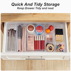 SMARTAKE 25-Piece Drawer Organizer with Non-Slip Silicone Pads, 4-Size Desk Drawer Organizer Trays Storage Tray for Makeup, Jewelries, Utensils in Bedroom Dresser, Office and Kitchen (Clear) - style: 25 PCS