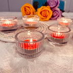 6pcs Clear Votive Tealight Candle Holder, Glass Tea Light Candle Holders for Tabletop Centrepiece Decor, Wedding Reception, Home Dining, Birthday Party and Christmas Holiday