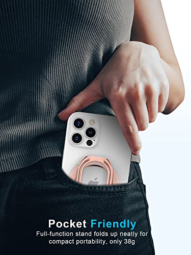 【2025 Upgraded】 Mag Safe Phone Ring Holder, SUPERONE Adjustable Magnetic Kickstand & Removable Phone Grip Compatible with Wireless Charging Only for iPhone 17 & 16 & 15 & 14 & 13 Series - Rose Gold - color: Rose Gold