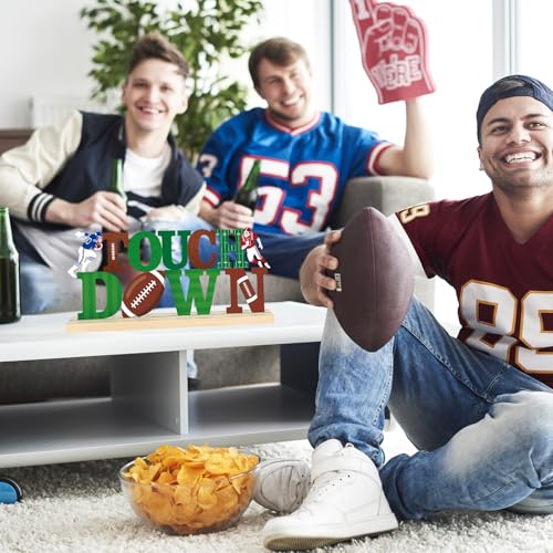 COCHIE Metal Football Touchdown Sign, Green Super Football Bowl Game Tailgate Party Decorations for Home, Office, Shelf, Mantel, Indoor, Touch Down Table Toppers Decor (Superbowl) - style: Superbowl