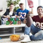 COCHIE Metal Football Touchdown Sign, Green Super Football Bowl Game Tailgate Party Decorations for Home, Office, Shelf, Mantel, Indoor, Touch Down Table Toppers Decor (Superbowl) - style: Superbowl