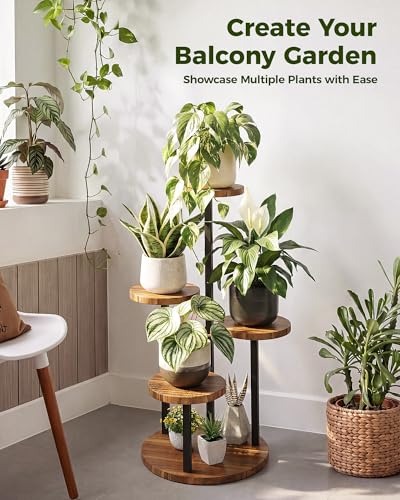 Bamworld Plant Tables Indoor Corner Plant Stand Tall Metal Wood Plant Shelf Outdoor Indoor Plant Table Rack 4 Tier Tier Plant Stand Garden Accessories for Living Room Balcony Patio - size: 4 Tier