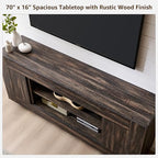 OKD Modern 70" TV Stand, Entertainment Center for TVs Up to 80", Media Console with Large Open Storage & Side Cabinets, Thick Wood Design for Living Room, Dark Rustic Oak - color: Dark Rustic Oak