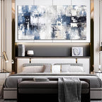 Prepeyssee White and Blue Abstract Canvas Wall Art for Living Room Bedroom Home Office Large Modern Grey Abstract Canvas Prints Picture Ready to Hang Size 29x59 - color: white, size: 29"L x 59"W