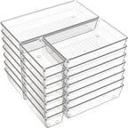 Criusia 21 Pack Large Clear Plastic Drawer Organizer Trays | BPA-Free Acrylic Organizer Bins for Large Kitchen Utensils, Bathroom, Makeup, Jewelries, Office Desk, School Supplies, Perfume - size: 21 Pack
