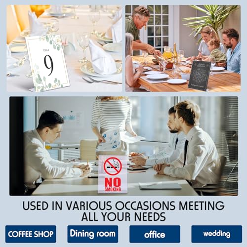 Jetec 30 Packs 8.5 x 11 Acrylic Sign Holder Clear Plastic Frames Acrylic Display Stands Vertical Slanted Back for Displaying Signs and Menus