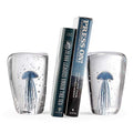 SPI Art Glass Blue Jellyfish Wedge Bookends