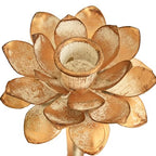 Antique Gold Metal Flower Taper Candle Holder, Rustic Farmhouse Style, Set of 2, Centerpiece Wedding Festive Christmas Mantel Decoration