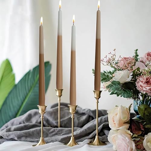 10 Inch Taper Candles Handmade Set of 6 – Unscented Tapered Candles in Brown, Candlesticks Smokeless Candle Sticks for Wedding, Home Decor, and Party Meditation - color: Gradient Blue Unscented