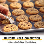 Commercial Quality Baking Sheet Pan Set, Natural Aluminum Cookie Sheet, Umite Chef Warp Resistant Baker's Half Sheet Pan, Large Thick Cookie Tray Pans for Baking, Roasting(2 Pack, 18X13In) - size: 18x13in