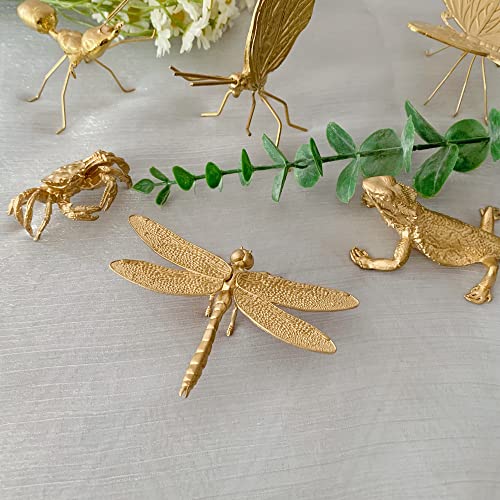Gold Dragonfly Sculpture Solid Metal Insect Ornament Mini Insect Figurine for Home Office Garden Desktop Decor (Dragonfly) - style: Dragonfly