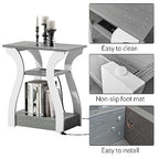 FROMJBEST End Tables Living Room, Grey End Table with Charging Station, Grey Side Table, Nightstand for Bedroom, 3 Tier End Table with Storage Shelf for Living Room - color: Grey