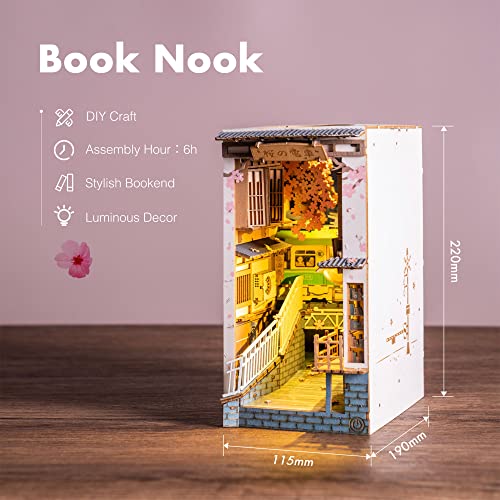 Rolife DIY Book Nook Kit Sakura Densya, DIY Miniature Booknook Kit Creative Decorative Bookend Bookshelf Insert 3D Puzzles for Adults, Halloween/Christmas Decorations/Gifts for Adults (Sakura Densya) - color: TGB - Sakura Densya