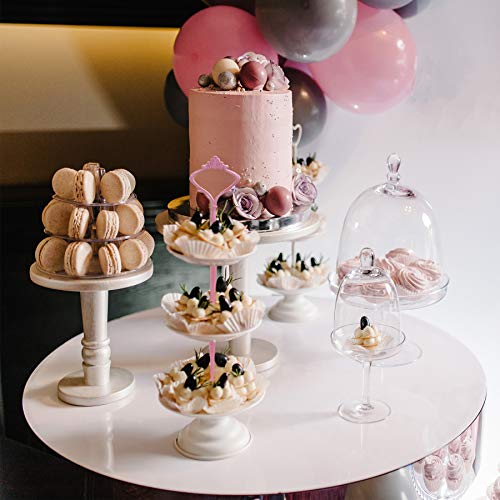 3 Tier Tiered Plate Hardware Kits Fruit Cake Plate Handle Fitting Hardware Rod Cucake Stand Tower Holder Pink Crown 5 Sets（Plate not Included） - color: Pink