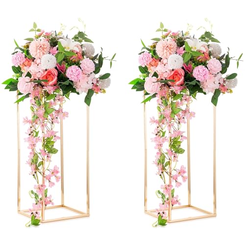Gold Flower Stand for Table: 23.6” Tall Centerpiece Stand for Wedding Table Reception Floral Center Pieces with Home Decoration Party Event 2 PCS - size: 23.6 INCH-2PCS