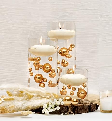 300 Floating Gold Pearls- Large Sizes- Fills 4 Gallons for Your Vases - color: Gold, size: 4 Pks