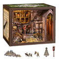 MiniCity DIY Book Nook Kit - The Castle's Escape 3D Miniature Wooden Scene with LED Lights, Dustcover & Tools for Shelf Decor (Robin Hood) - style: Robin Hood