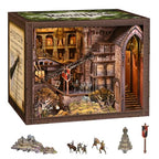 MiniCity DIY Book Nook Kit - The Castle's Escape 3D Miniature Wooden Scene with LED Lights, Dustcover & Tools for Shelf Decor (Robin Hood) - style: Robin Hood