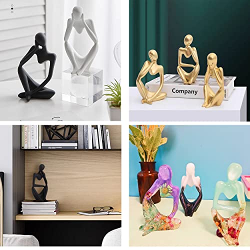 3 Pcs Thinker Statue Silicone Resin Mold Abstract Sculptures Figurines Decoration Office Desk Articles Ornaments Epoxy Silicone Casting Molds for Gifts, 3D DIY Making Home Display Crafts