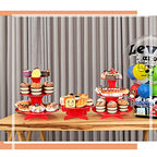 Zopeal 7 Pcs Dessert Table Display Set 3-Tier Cupcake Stand 1-Tier Cup Cake Display Tower Platters and Serving Trays Cardboard Cake Cookie Holders for Wedding Birthday Party Baby Shower(Red) - color: Red