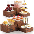 6 Pack Wood Cake Cupcake Stand Buffet Risers, Wooden Display Stand Wood Display Riser, Square Food Display Risers for Party Wedding Birthday Home (6" 7" 8" 9" 10" 11") - color: Brown 6pcs (6" 7" 8" 9" 10" 11")