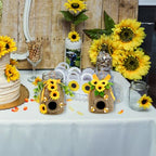 nuvagiki 2 Pack Bee Hive Decor, Farmhouse Bee Decorations with Sunflower, Rustic Bumble Bee Tiered Tray Decor for Kitchen Table, Spring Summer Home Decor