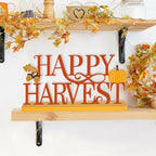 COCHIE Metal Happy Harvest Sign, Orange Fall Decorations for Home, Office, Shelf, Mantel, Indoor, Autumn Pumpkin Decoration, Hello Fall Leave Decor (Harvest) - style: Harvest