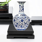 MDEOOSKY Wooden Display Stand Square Wood Display Base Display Risers Square Vase Riser Teapot Aquarium Lamp Base Home Decoration 6.7" W x 6.7" D x 1.7" H (Black)