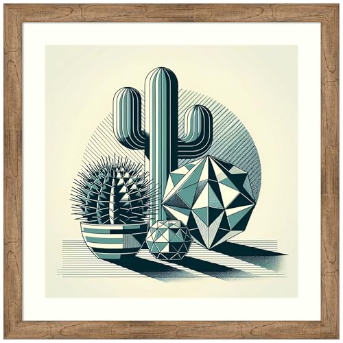 Amanti Art Framed Wall Art Print 36x36 Succulents in Angled Vases by David Galan, Abstract Wall Art, Modern Contemporary Decor, Large Poster Painting Artwork for Living Room, Bedroom, Bathroom, - color: Owl Brown Narrow, size: 36"L x 36"W