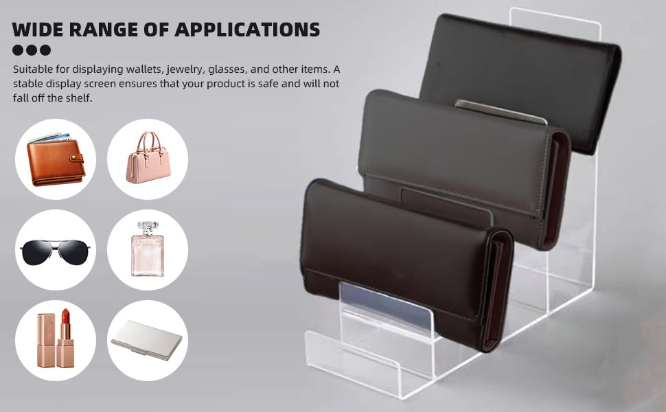 Acrylic Wallet Display Stand Purse Handbag Organizer, Clear Jewelry Riser Display Stand Purse Display Rack, Acrylic Display Shelf for Cosmetic Perfume Jewelry Sunglasses Handbag (2 PCS-6 Tier) - size: 2 PCS-6 Tier