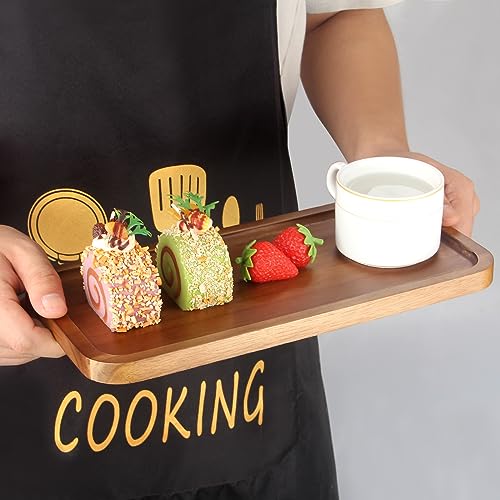 Rectangular Wooden Platters Long Charcuterie Boards Decorations Serving Trays Platter for Cookie, Snack, Appetizer, Dessert, Party, Food Dish Rectangle Acacia Wood Kitchen Platter Plates Cheese Board - size: 14" x 8" x 0.8"
