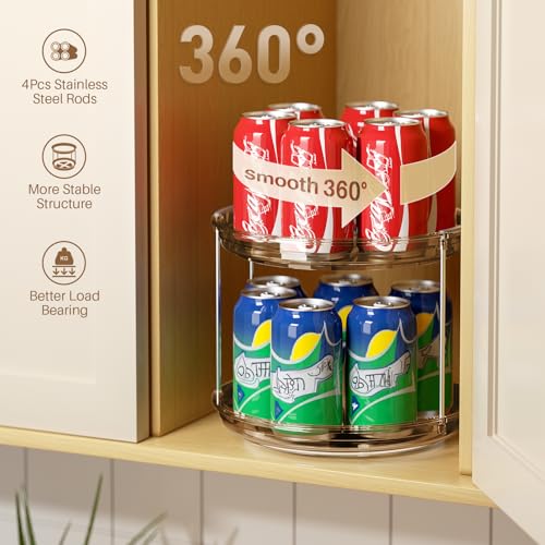 LAMU 2 Pack 2 Tier Lazy Susan Turntable Organizer 9.25'' Rotating Spice Rack Organization for Cabinet, Kitchen, Pantry, Countertop, Bathroom, Vanity, Medicine Cabinet Organizer, Amber - color: Amber, size: 9.25in 2 Pack