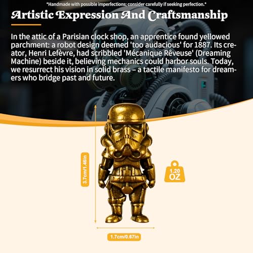 CHOVY Antique Brass Robot Figurine – Heavyweight Solid Brass Retro Decor, Biomechanical Art Sculpture for Collectors, Unique Steampunk Gift for Men’s Workspace - color: Biochemical Robot