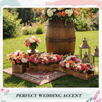 Dandat 6 Set Wood Boxes for Centerpieces 12x4 Inch Rectangle Wooden Planter Box Rustic Wood Planter with Removable Plastic Liner Floral Foam Blocks for Centerpieces Home Wedding Garden Decor - size: 12x4 Inch