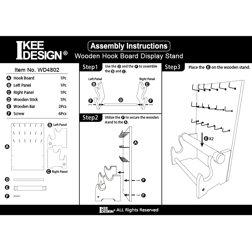 Ikee Design 18 Hooks and 2 Removable Bars Wood Jewelry Holder Organizer Stand, Earring Bracelet Jewelry Display Stand Organizer, Necklace Bracelet Holder, Brown Color - color: 5) Brown, 2 Bars, 18 Hooks