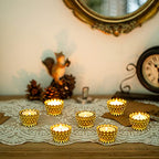 Sziqiqi 12 Pcs Lotus Ghee Lamp Holder Butterlamp Tea Light Holder Tibetan Copper Oil Lamp Altar Supplies, Gold - size: Pack of 12