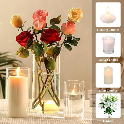 Hurricand 18 PCS Glass Candle Holders - Clear Cylinder Vases for Centerpieces, Wedding & Party Decoration - color: Clear Glass Candle Holder-18pcs