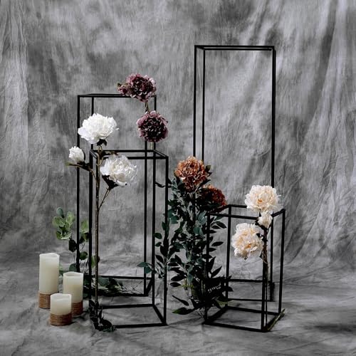 Efavormart Set of 4 - Matte Black Wedding Flower Stand - Metal Vase Column Stand - Geometric Centerpiece Vase - 16", 24", 32", 40" - color: Matte Black, size: 4 Pack 16‘’24‘’32‘’40‘’