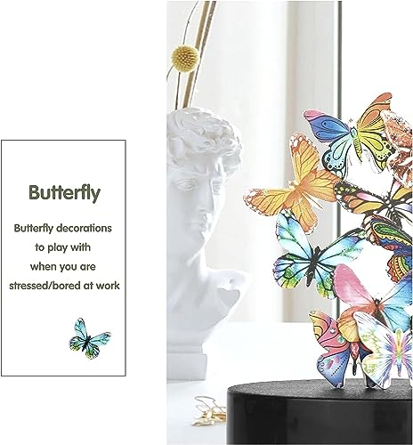Desk Toys for Office for Adults Desktop Magnetic Butterflies Sculpture Desk Decorations for Women Office (Circular Base) - size: Circular Base