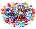 KINGOU 100 pcs Flat Glass Marbles, Replacement Mancala Stones 0.6 LB Mixed Colored Flat Glass Pebbles/Beads/Gems for Games Vase Filler Beads Aquarium Pebbles DIY Craft (12-16mm)