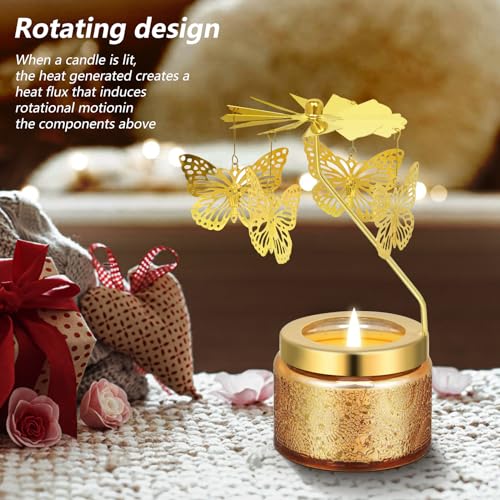 Kunrsug Butterfly Rotating Scented Candles Gift Set for Birthdays, Christmas, Thanksgiving, or As A Unique Present for Your Mom, Sister, Girlfriend, Colleagues, Friends, or A Dear Friend - style: Butterfly
