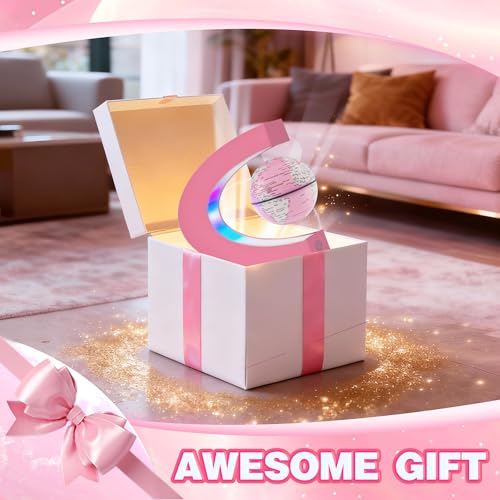 Flagest Magnetic Levitation Floating Globes with LED Lights, C Frame Floating Globe Lamp, Cool tech Gadgets for Home Office Desk Accessories, Gifts for Women, Ladies, Girls, Teachers, Colleagues(Pink) - color: Pink