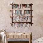 4 Tier Wooden Bracelet Holder Wall-Mounted, Bangle Watch Necklace Display Storage Antique Bracelet Display Jewelry Holder Display Organizer, Brown 4 Tier Wooden Bracelet Holder - style: 4 Tier Wall Monuted
