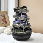 15.7" High Rock Cascading Tabletop Fountain, Zen Meditation Indoor Waterfall Feature with LED Light for Home Office Bedroom Relaxation - color: 15.7"