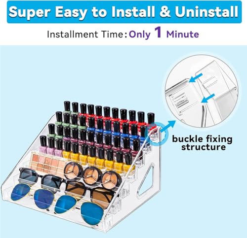 Pero Pero Nail Polish Organizer Acrylic Display Rack for Nail Polish Holder Sunglasses Organizer Essential Oils Holder Clear Eyeglasses Display Case Makeup Organizer - style: 7Layers 2Set