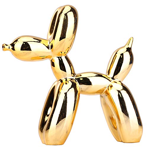 Balloon Dog Sculpture Modern Home Decor Collectible Figurines Funky Statues for Bedroom Trendy Animal Decor for Coffee Table Living Room Decor - color: Gold, size: 9.8*9.8*3.5inch