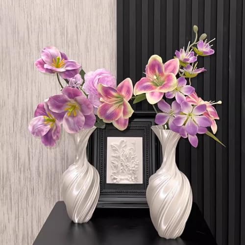 Twisted Abstract Ceramic Vase, Modern Nordic Minimalist Light Luxury Home Decor, Artistic Floor Vase & Flower Centerpiece, 9.84 Inch (White) - color: White