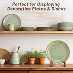 3 Pack Wooden Plate Display Stands with White Oak Dowel 6.5 Inch Wood Plate Holder Stand for Displaying, Rustic Wooden Picture Frame Easels Holder for Photo Platter Artwork Tabletop Decor